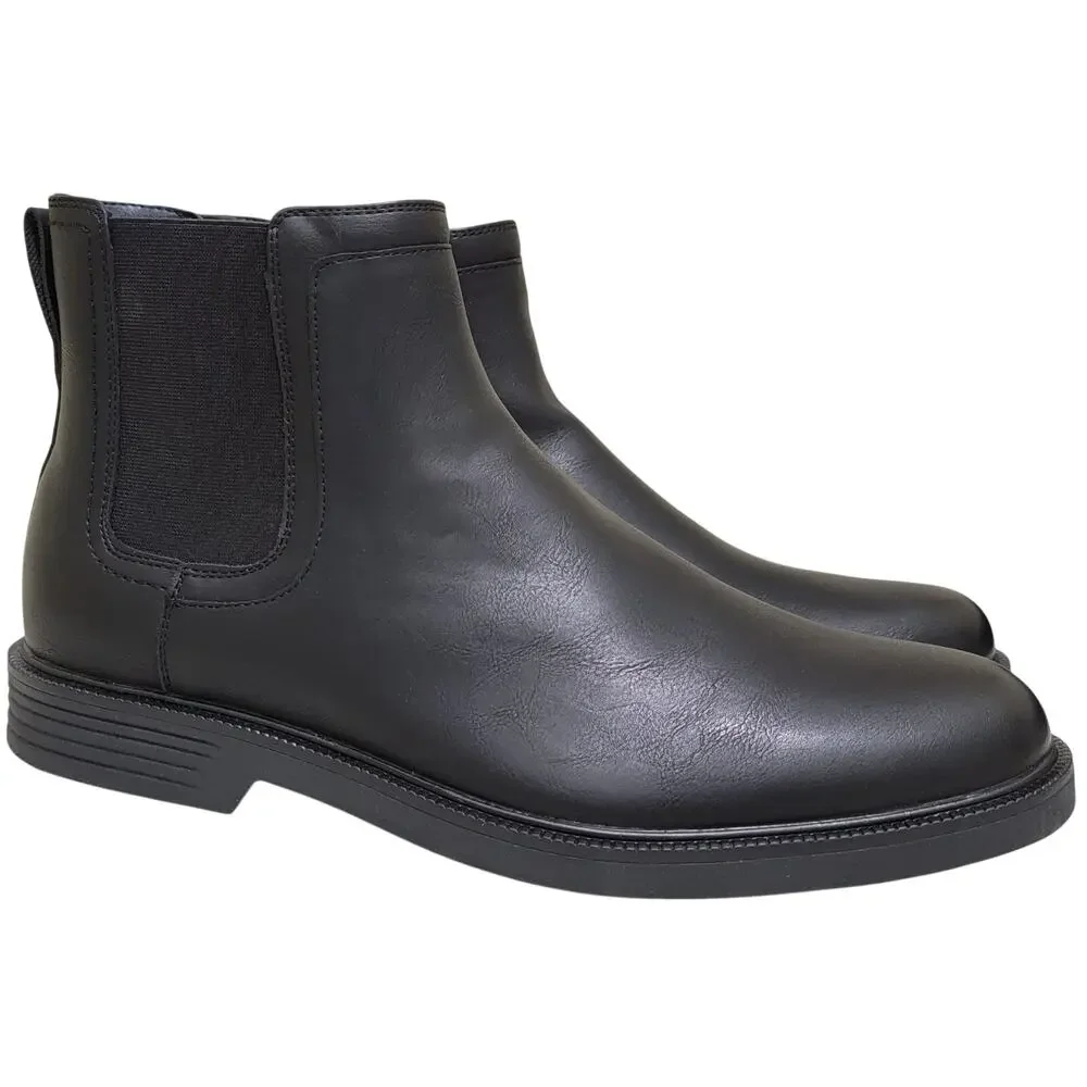 Dockers Men Townsend Slip Resistant Chelsea Boots Sz US 8.5M Black Faux Leather